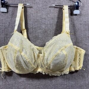 Adore Me Yellow Lace Corset Detail Balconette Bra 40DD